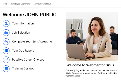 screenshot of WebMentor LMS
